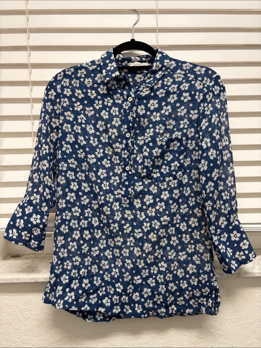 Rosso35 Navy Blue Floral Button-Front Shirt
